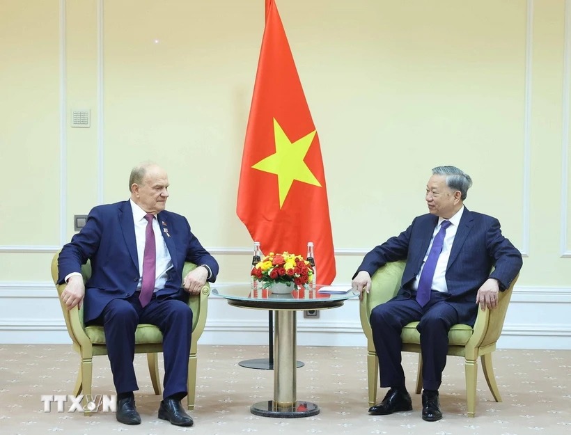 Tổng Bí thư Tô Lâm gặp Chủ tịch Đảng Cộng sản Liên bang Nga